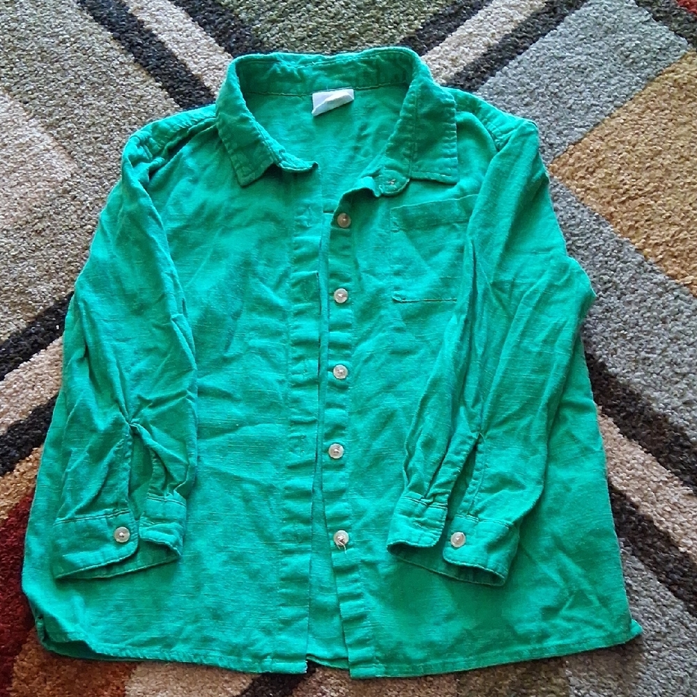 Kids Bright Green Button-Down Shirt